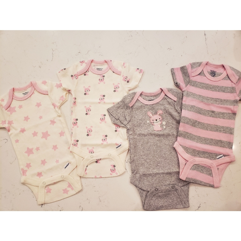 Preemie set of 4 organic cotton onsies